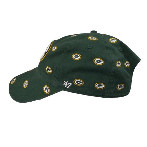 '47 Brand Green Bay Packers All Over Logo Strapback Hat Women's OSFM - Picture 2 of 9